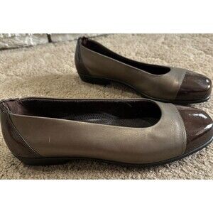 SAS COCO Dress Flats Womens Size 11W Brown-Copper Patent Cap-Toe Pump Tripad USA